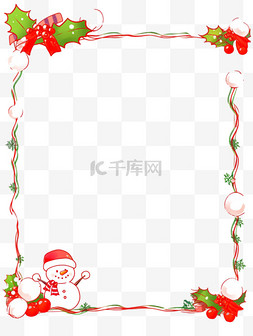 卡通圣诞节圣诞边框雪人装饰手绘