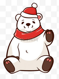 圣诞简约背景图片_圣诞节北极熊冬天卡通手绘元素