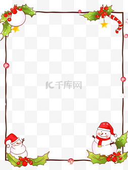 圣诞节圣诞边框卡通雪人装饰手绘