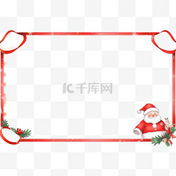 红色长方形背景图片_圣诞边框红色圣诞老人圣诞节卡通