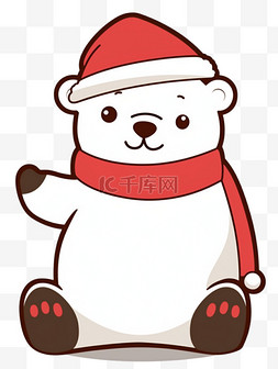 圣诞节简约卡通图片_冬天手绘元素圣诞节北极熊卡通