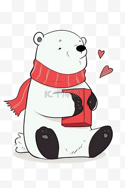 手绘冬天元素北极熊卡通