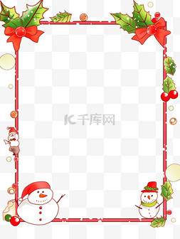 圣诞节圣诞雪人边框装饰卡通手绘