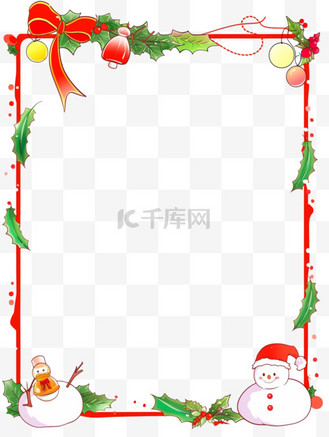 雪人圣诞节圣诞边框装饰卡通手绘元素