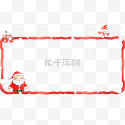 简约雪人图片_圣诞边框红色圣诞老人卡通手绘圣