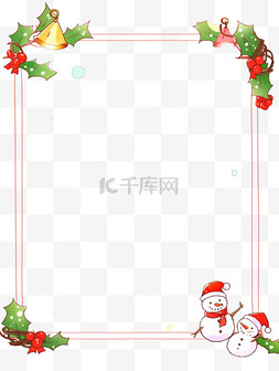 卡通圣诞老人帽子图片_圣诞边框雪人圣诞节装饰卡通手绘