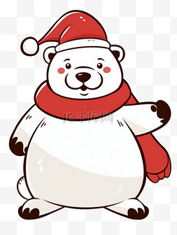 冬天手绘圣诞节北极熊卡通元素