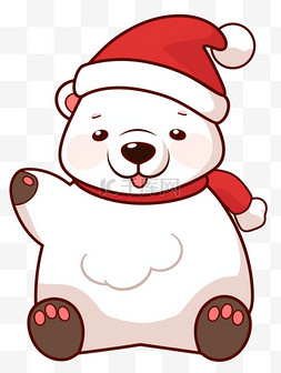 冬天卡通圣诞节北极熊手绘元素
