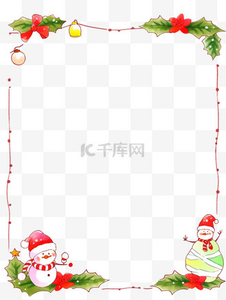 圣诞节卡通圣诞边框雪人装饰手绘元素