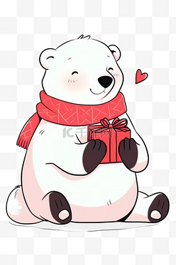 冬天北极熊卡通元素手绘