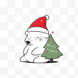 冬天卡通圣诞节小熊手绘元素