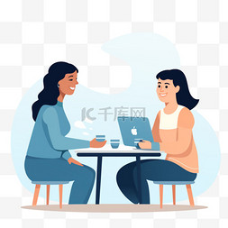 在线会议图片_在线会议中的两名女性