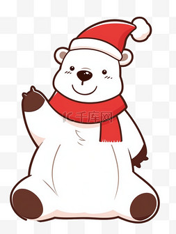 手绘北极熊卡通图片_冬天北极熊圣诞节卡通手绘元素