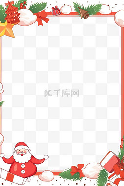 作品排版图片_圣诞节圣诞老人边框手绘元素卡通
