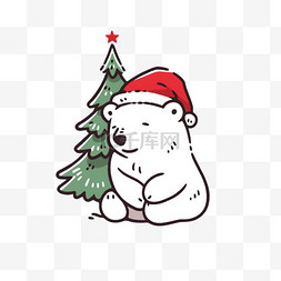 冬天圣诞节小熊手绘卡通元素