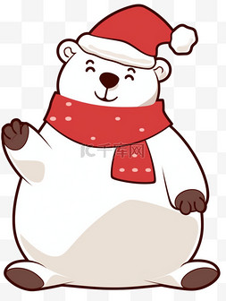 手绘北极熊卡通图片_冬天圣诞节手绘北极熊卡通元素