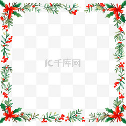 圣诞节绿色边框装饰图片_圣诞节装饰卡通边框手绘元素