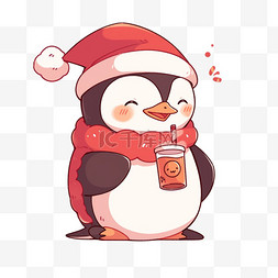 冬天可爱的企鹅卡通手绘圣诞节元