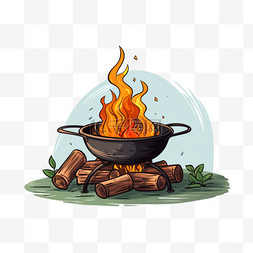 篝火做饭图片_在篝火上做饭