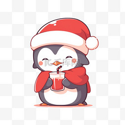 圣诞简约背景图片_圣诞节可爱的企鹅卡通冬天手绘元