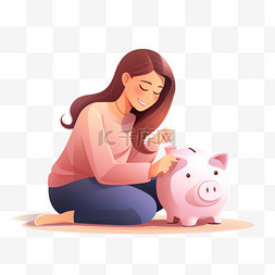 熊和存钱罐图片_在存钱罐里存钱的女人
