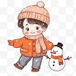 冬天可爱男孩雪人卡通手绘元素