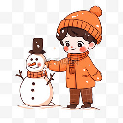 冬天元素可爱男孩雪人卡通手绘