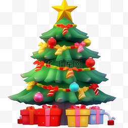 有彩带的礼盒图片_免抠圣诞节3d绿色圣诞树元素