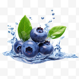 蓝莓新鲜水果元素立体免扣图案