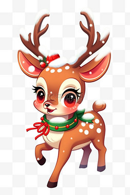鹿头图片_圣诞节麋鹿卡通手绘元素
