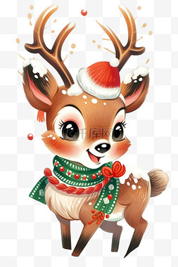 雪麋鹿图片_麋鹿卡通手绘圣诞节元素