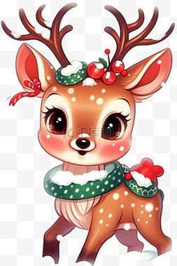可爱圣诞节麋鹿图片_圣诞节麋鹿元素卡通手绘