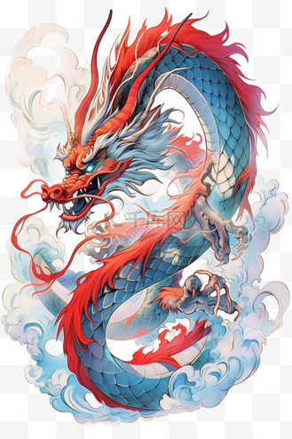 简笔画新年龙卡通手绘元素