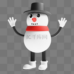 雪人圣诞快乐图片_3D拟人圣诞雪人