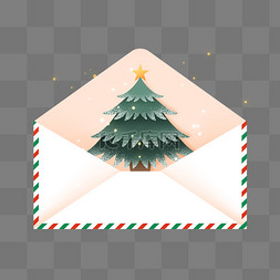 圣诞树星星图片_冬季冬天圣诞树圣诞节信封边框
