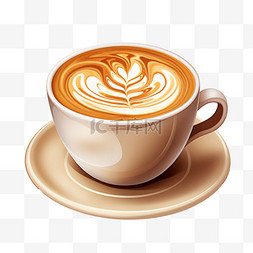 拉花纹理咖啡元素立体免扣图案