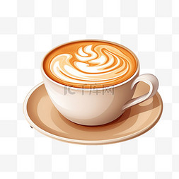 咖啡拉花png图片_拉花精致咖啡元素立体免扣图案