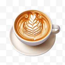 咖啡拉花png图片_拉花质感咖啡元素立体免扣图案