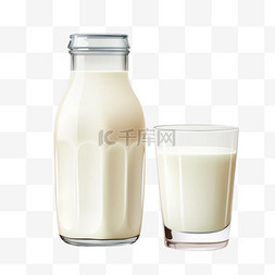 牛奶卡通玻璃瓶元素立体免扣图案