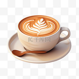 咖啡拉花png图片_拉花咖啡漂亮元素立体免扣图案