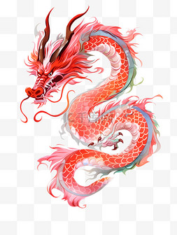 中国风传统龙形象红龙龙年中国龙