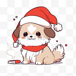 戴围巾的小狗图片_圣诞节宠物狗冬天卡通手绘元素