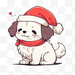 围巾狗图片_冬天圣诞节宠物狗手绘元素卡通