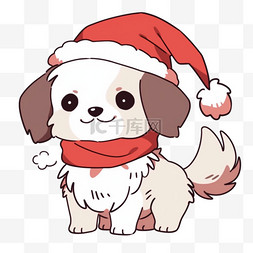 冬天手绘圣诞节宠物狗卡通元素