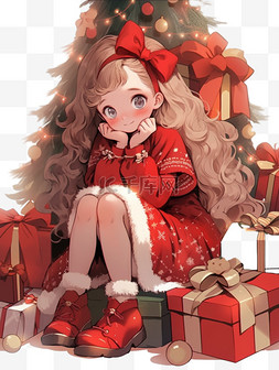 挂着的裙子图片_冬天可爱女孩礼盒卡通圣诞节手绘
