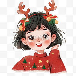 毛衣背景图片_可爱女孩卡通手绘元素圣诞节