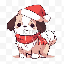 戴围巾的小狗图片_冬天卡通圣诞节宠物狗手绘元素