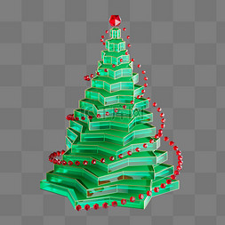玻璃创意图片_3D立体C4D龙年创意圣诞玻璃圣诞树
