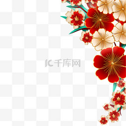 中式装饰梅花图片_中式梅花剪纸春节新年海报装饰角