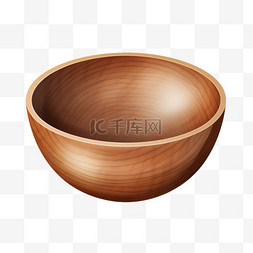 木碗绘画器皿元素立体免扣图案